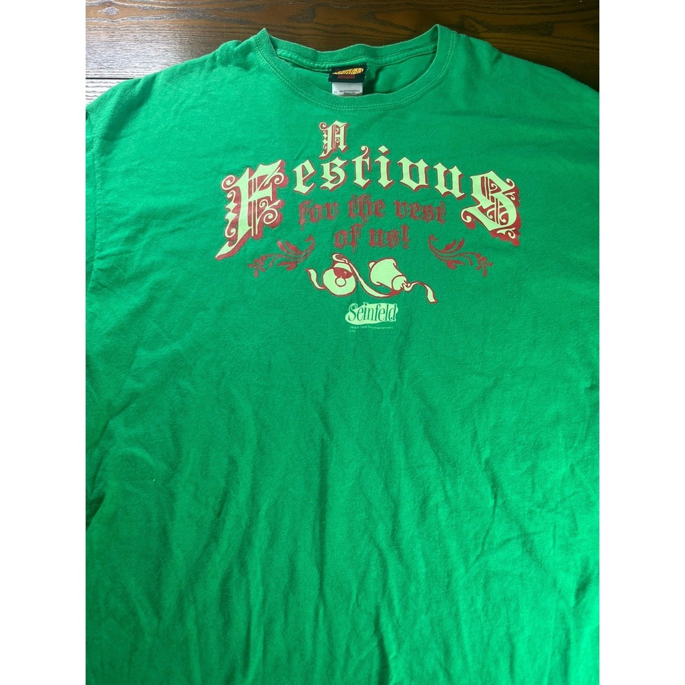 VTG Seinfeld Men's "Festivus For The Rest Of Us" TV Show T-Shirt Green Size XL